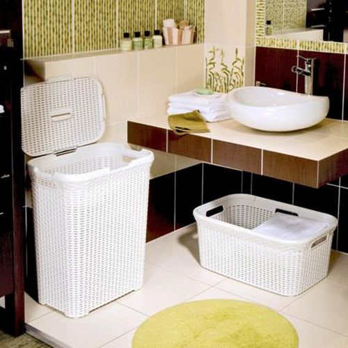 Rattan Style Rect Laundry Basket 45L