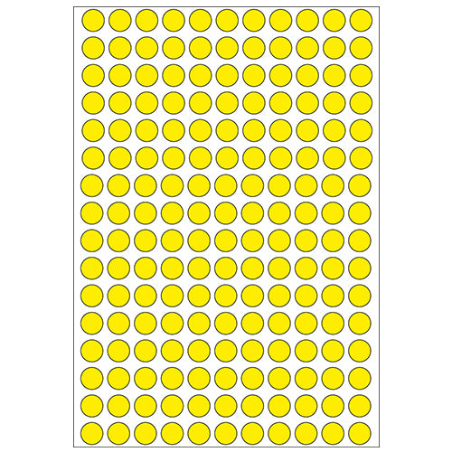 Office Pack Multi-purpose Labels Round 8mm Yellow (2211)