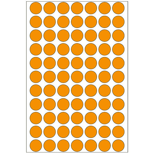 Office Pack Multi-purpose Labels Round 13mm Luminous Orange (2234)