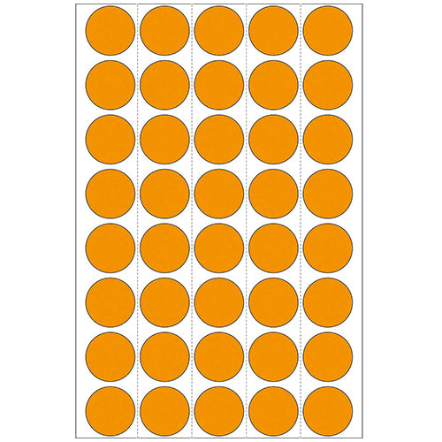 Office Pack Multi-purpose Labels Round 19mm Luminous Orange (2254)