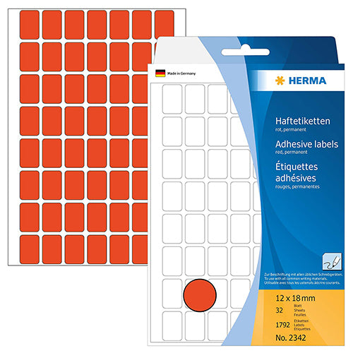 Office Pack Multi-purpose Labels 12 x 8mm Red (2342) — The Home Shoppe