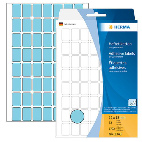 Office Pack Multi-purpose Labels 12 x 18mm Blue (2343)