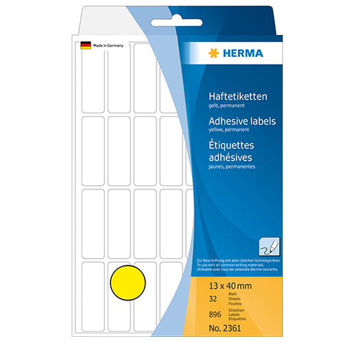 Office Pack Multi-purpose Labels 13 x 40mm Yellow (2361)