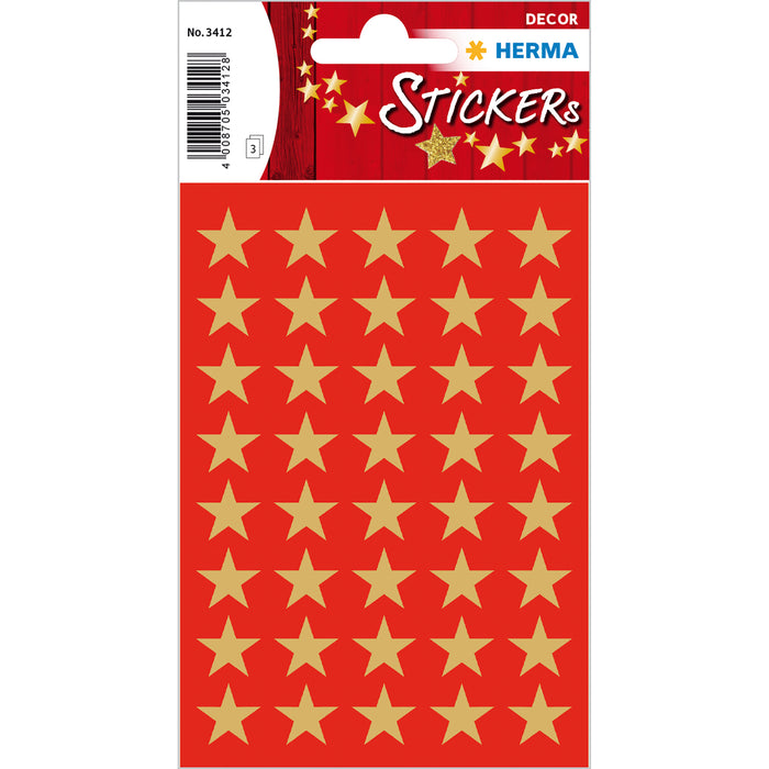 Stickers stars 5-pointed, Gold, Ø 13 mm (3412)