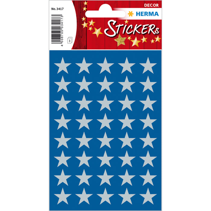 Stickers stars 5-pointed, Silver, Ø 13 mm (3417)