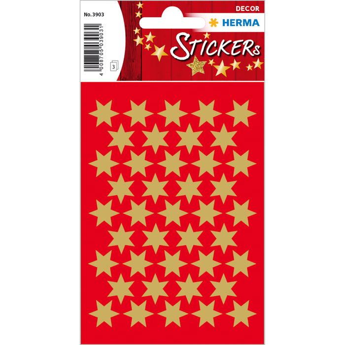 Stickers stars 6-pointed, Gold Ø 14 mm (3903)