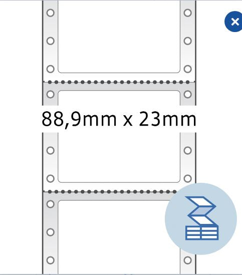Continuous computer labels, 88,9 x 23,0 mm, 1 row, white, permanent ad ...