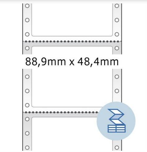 Continuous computer labels, 88,9 x 48,4 mm, 1 row, white, permanent adhesion (8204)