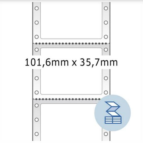 Continuous computer labels, 101,6 x 35,7 mm, 1 row, white, permanent adhesion (8212)