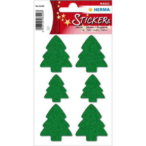 Stickers Christmas Trees, Green Felt (6549)