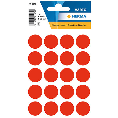 Multi-purpose Labels Round 19 mm Luminous Red (1876) — The Home Shoppe