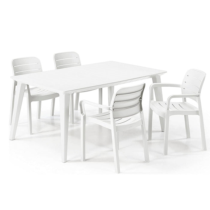 Lima Dining Table 160cm + 4 Tisara Chair Set White
