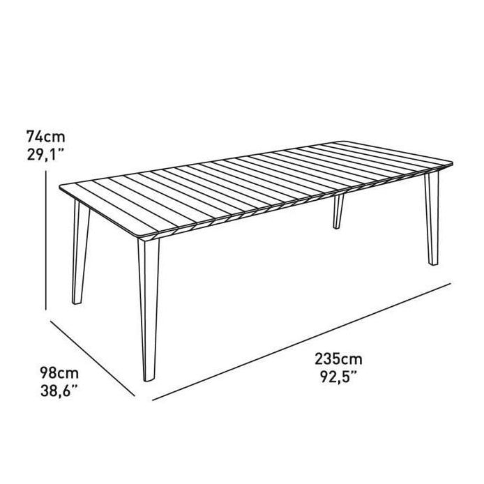 Lima Long Outdoor Dining Table Graphite 240cm