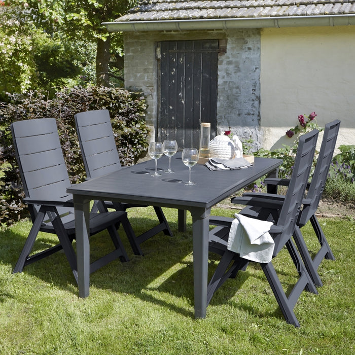 Futura Table + 4 Tisara Chairs Graphite