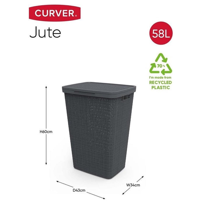 Jute Laundry Hamper 58L Peppercorn