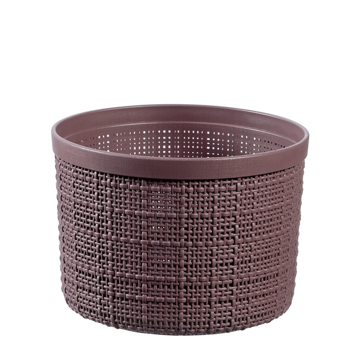 Jute Round Basket 2L with Lid Peppercorn