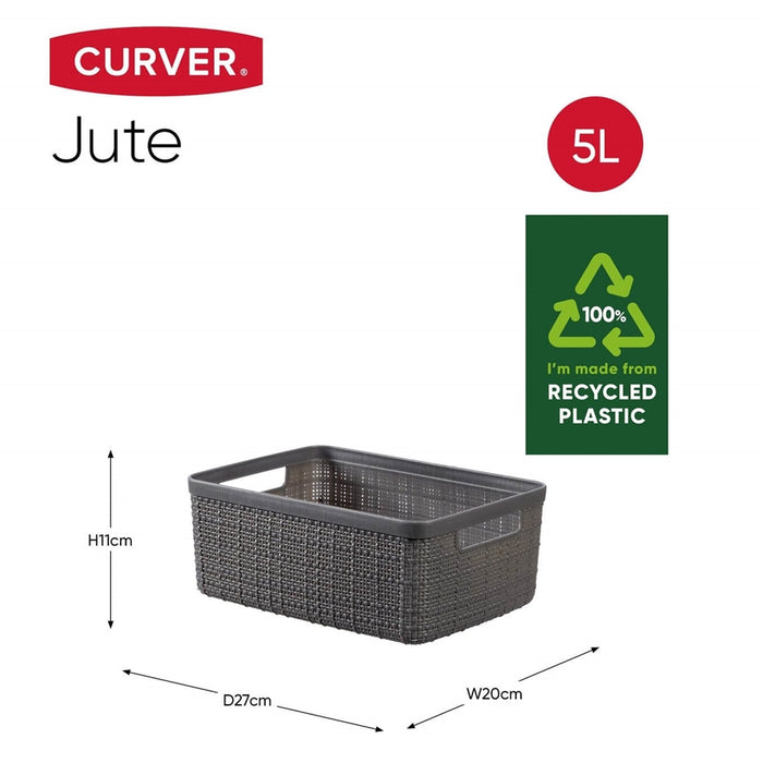 Jute Small Basket 5L Peppercorn