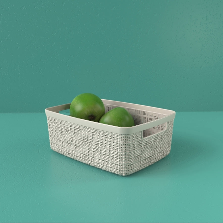 Curver Jute Small Basket Plastic Storage Box 5L Off White — The Home Shoppe