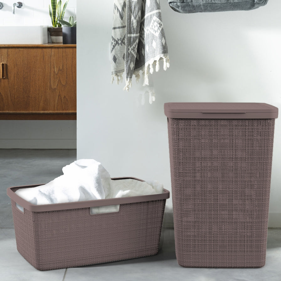 Curver Jute Laundry Hamper with Lid 58L Grey — The Home Shoppe
