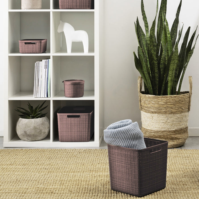 Jute Storage Basket Cube 17L Peppercorn