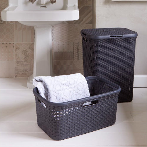 Rattan Style Rect Laundry Basket 45L