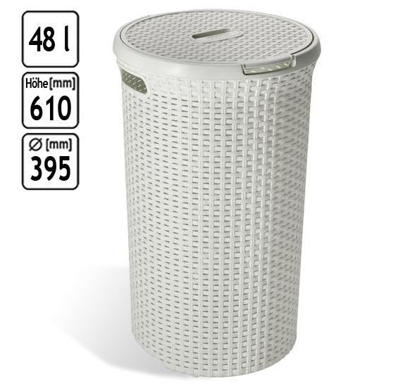 Rattan Style Round Hamper 48L