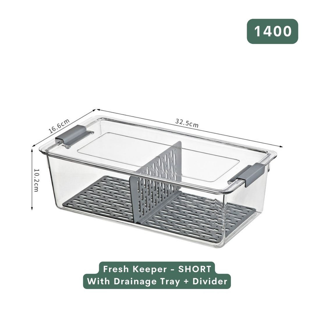 TerraFresh Fresh Keeper Food Storage Box With lid and divider Fridge ...
