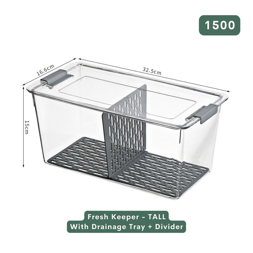 TerraFresh Fresh Keeper Food Storage Box With lid and divider Fridge ...