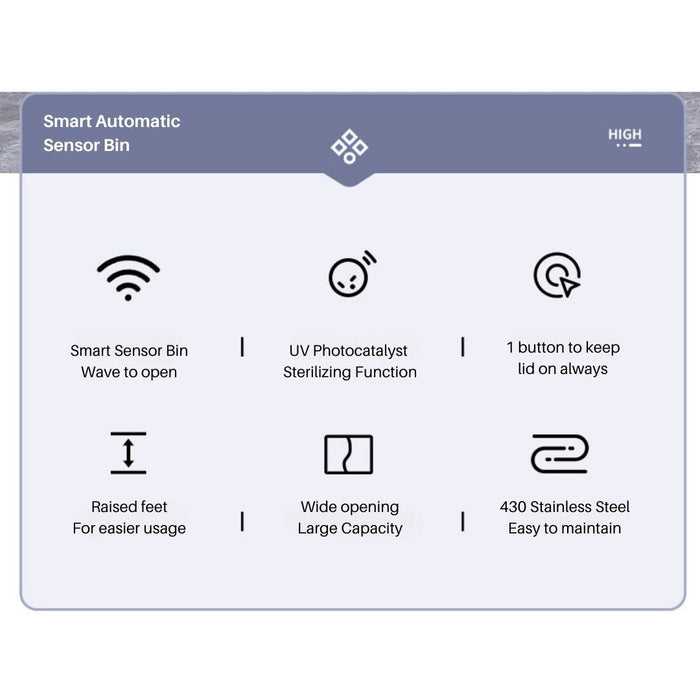 30L Kitchen Smart Sensor Bin with legs Rechargable