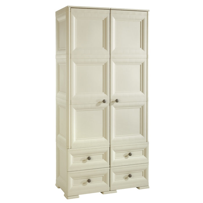 Tall Wardrobe with 4 Drawers Beige