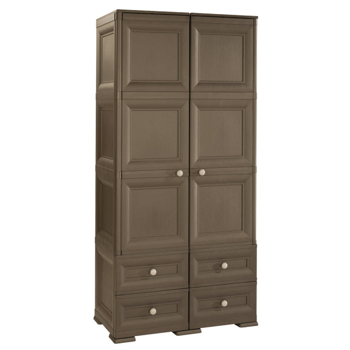 Tall Wardrobe with 4 Drawers Brown