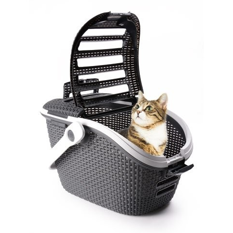 Cat Basket In Grey Curver Pet Cats Carrier Grey โ The Home Shoppe