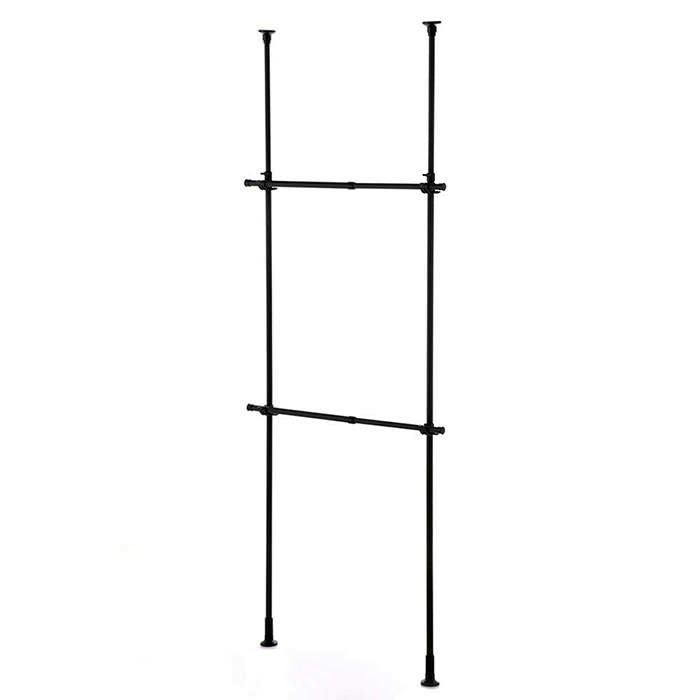 2 Tier Adjustable Clothes Hanger Rack Black TNP-3B