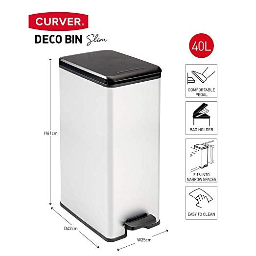 Curver Slim Pedal Waste Bin 40L — The Home Shoppe