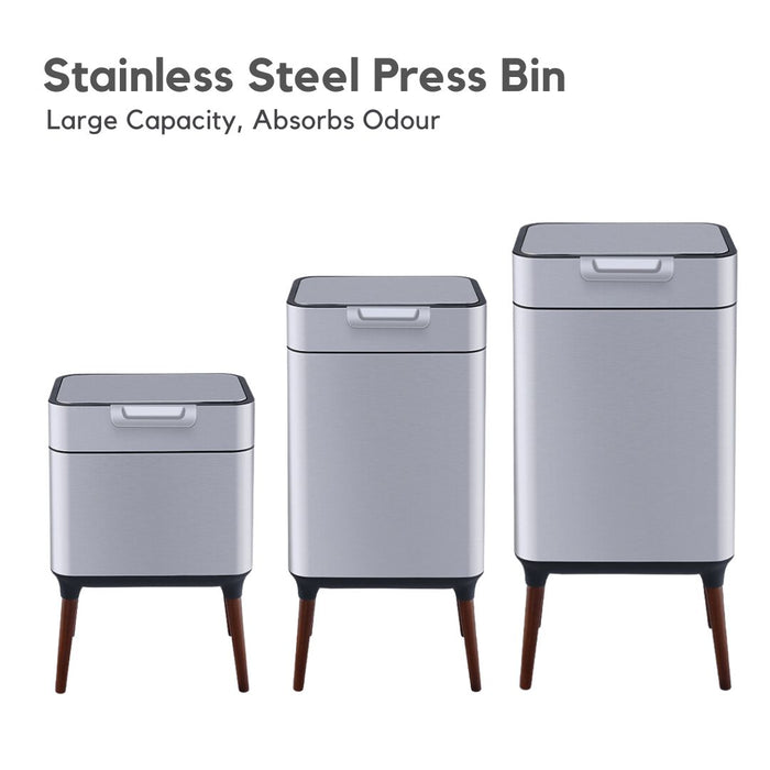 Yubin Stainless Steel Press Bin with legs (Multiple Sizes)