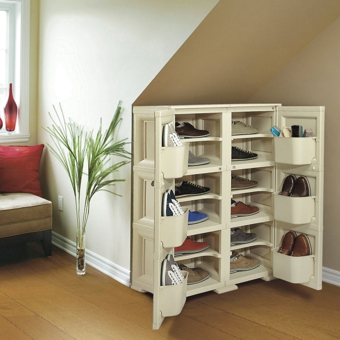 Shoe Cabinet 12 Shelves 6 Side Pockets 2 Doors