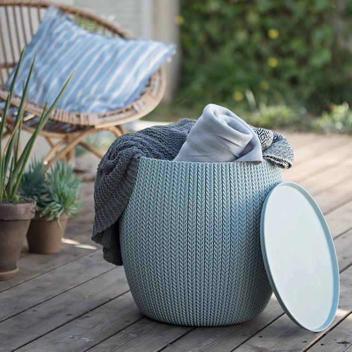 Cozy Pouf Ottoman Patio Set Cloudy Grey