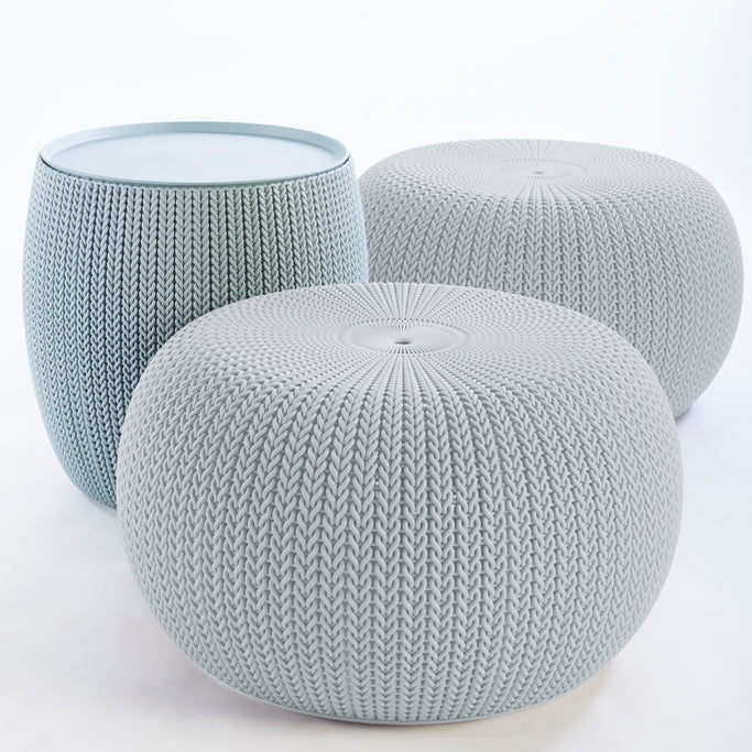 Cozy Pouf Ottoman Patio Set Cloudy Grey