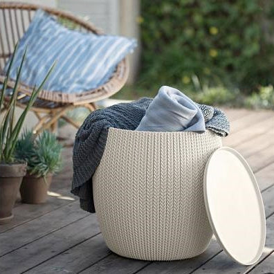 Cozy Pouf Ottoman Patio Set Harvest Brown