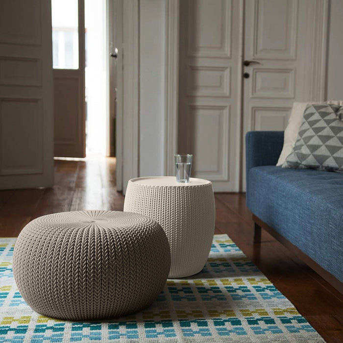 Cozy Pouf Ottoman Patio Set Harvest Brown