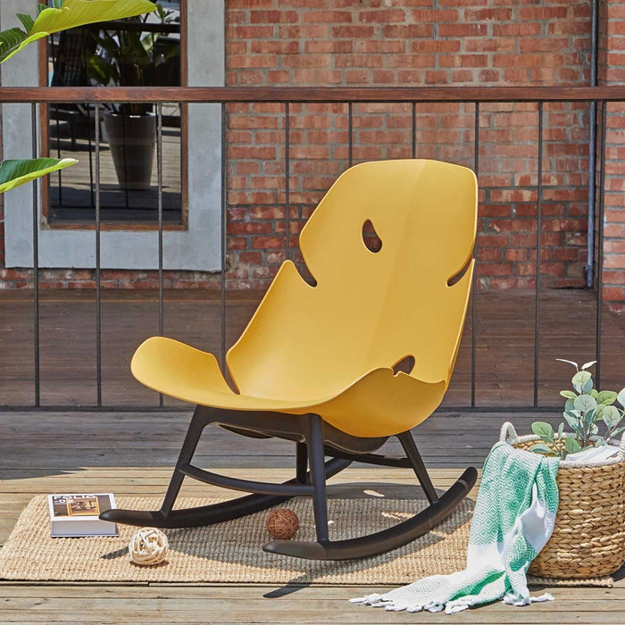 Monstera Outdoor Patio Rocking Chair Yellow